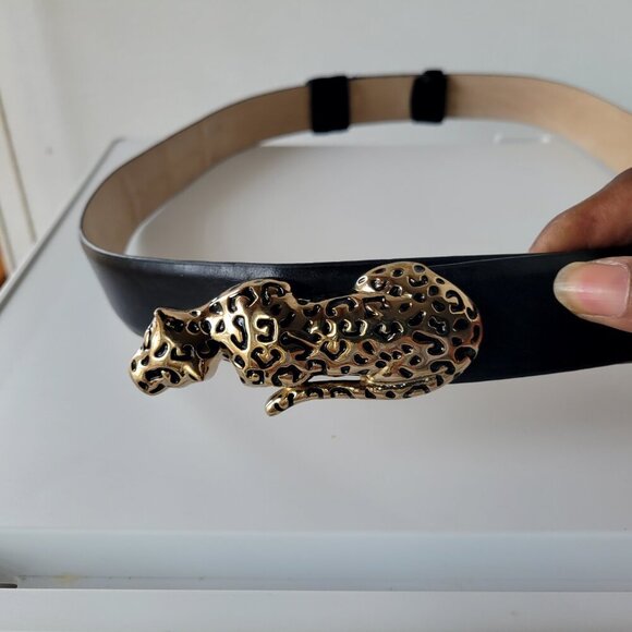 CHICO'S Black & Gold Leopard Stone Women's Belt (Size: S/M) - Picture 6 of 11
